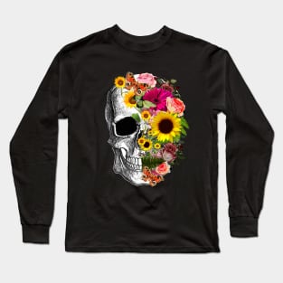Tribe Skull With sunflowers Long Sleeve T-Shirt